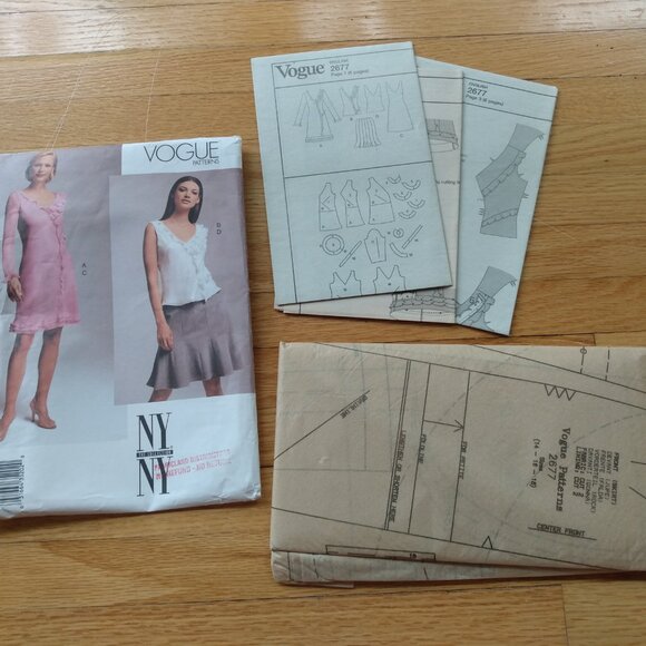 Vintage Vogue Dress Sewing Pattern Top Skirt Size 14-18 Ruffle Gored 2677 - Picture 7 of 10